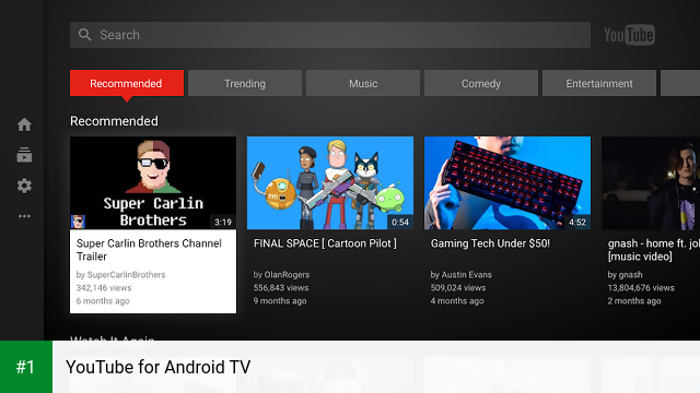 YouTube for Android TV app screenshot 1